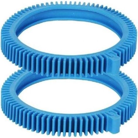 Paar blaue Front-Poolreifen mit Düsenreinigungsrädern und Adapter (2 Stück) (1/4)