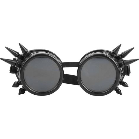 Occhiali di sicurezza Steampunk retrò in ABS nero, con doppie lenti removibile e cinturino regolabile, stile industriale vintage per cosplay e ciclismo. (1/5)