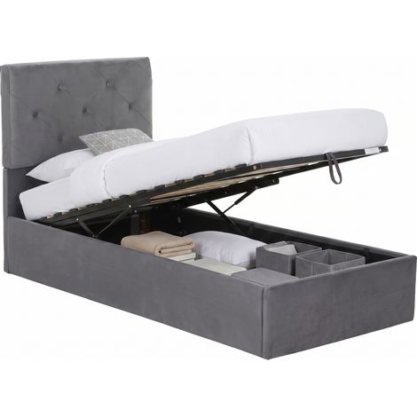 HOMCOM Single Bed Frame Gas End Lift Under Bed Storage Dark Grey (1/5)