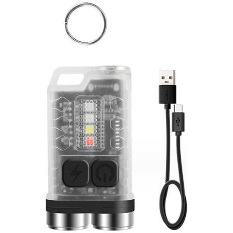 BEBUSINGOTO (Blanc)V3 Mini lampe de poche LED, lampe de poche porte - clés 900 lumens avec lampe UV, base magnétique, étanche ip65, pour le camping en plein air (1/5)