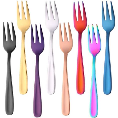 Ensemble de 8 Fourchettes à Gâteaux/Dessert/Salade - Acier Inoxydable, Longueur 14cm/5,5 Pouces