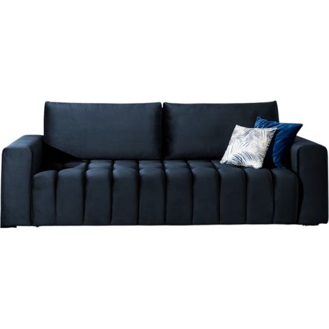 Canapé convertible capitonné LARKO velours-Bleu foncé (1/5)