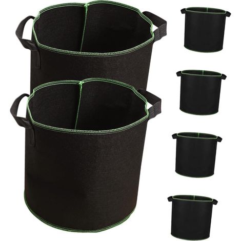 Pflanzsäcke – 6 Stück – Vliesstoff – Optimale Drainage – Garten und Balkon – 28 x 28 x 26 cm (1/5)
