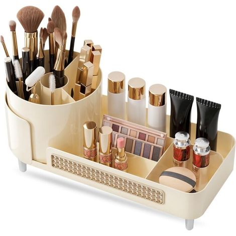 Organisateur cosmétique rotatif 360° multifonction : parfum, soins, pinceaux – adapté coiffeuse et salle de bain (1/5)