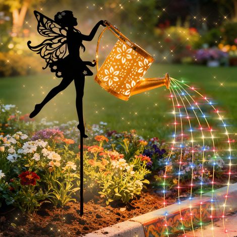 Lampe solaire pour bouteille d'eau de fée, fer décoratif de jardin - Belle fée qui coule - Lampe de sol - Lumière LED sans fil Twilight to Dawn étanche (1/5)