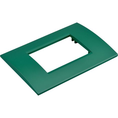Placca Plastica Quadrata MBL 3 Moduli/Posti Compatibile Bticino Living, 15 Colori Disponibili (Verde)