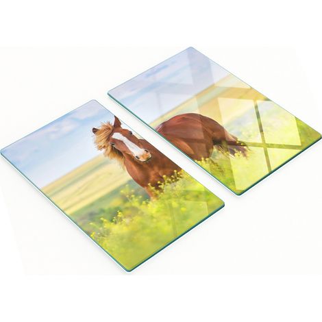 Tablas de cocina decorativas multifuncionales de madera endurecida color marrón con diseño de caballo, 2x30x52 cm. (1/5)