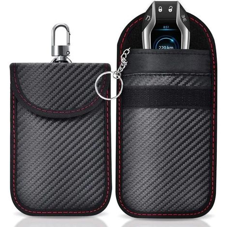 Pochette Faraday Clé Voiture RFID,Faraday Pouch Bag,Etui Blocage RFID pour Clef Voiture Keyless, Protection Antivol Anti Piratage de Télécommande (1/5)