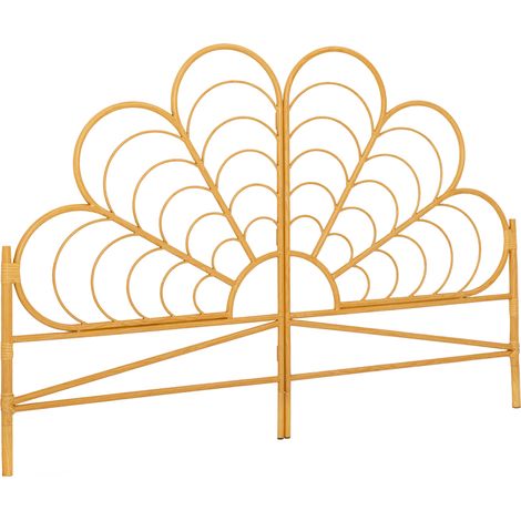 Idmarket – Tête de lit IVY 160 cm effet rotin floral – Hauteur 113 cm – Fixations murales incluses – Style bohème moderne