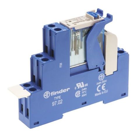 Finder 4C.02.9.024.0050 Module relais Tension nominale: 24 V/DC Courant de commutation (max.): 8 A 2 inverseurs (RT) 1 pc(s) S72908 (1/4)