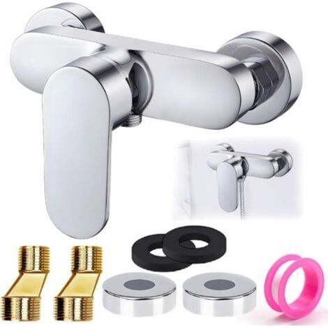Mitigeur de douche mural monocommande G1/2 en laiton chromé – finition argentée, idéal pour salle de bain et hôtel (1/5)