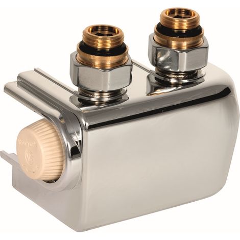 Bloc H avec vanne de radiateur Therafix Uni. 2 tuyaux 3/4 Euroconus chr