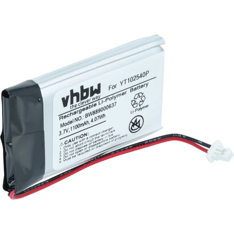 vhbw Akku Ersatz für Sena YT102540P für Wireless Headset Kopfhörer (1100mAh, 3,7V, Li-Polymer)
