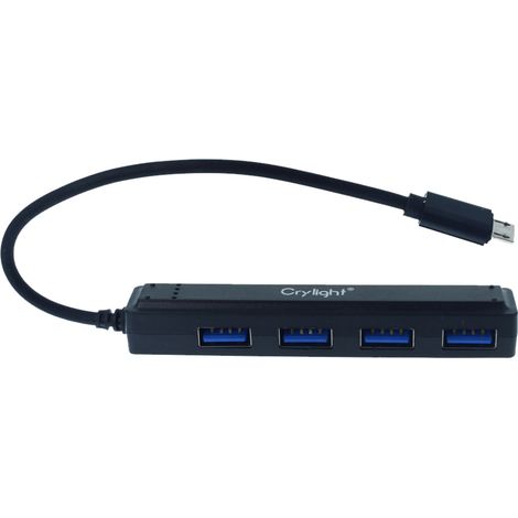 Hub USB 4 porte USB 2.0 con cavo micro USB 15cm, colore assortito (1/3)