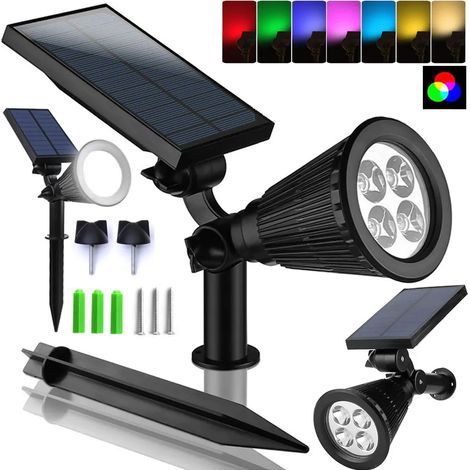 Lampe solaire LED RGB IP65 – Pour sol et mur – Réglable avec capteur crépusculaire et 3 niveaux de luminosité (1/5)