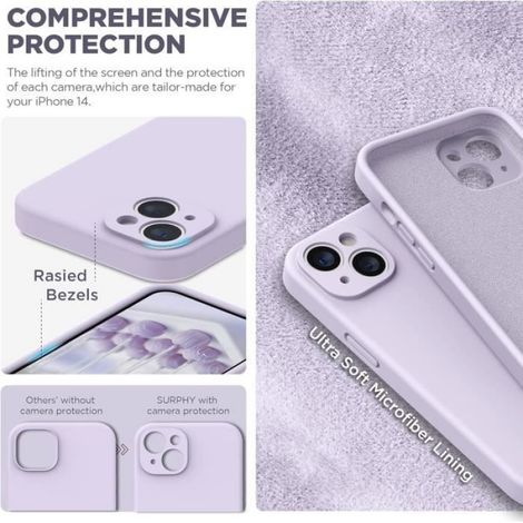 Coque Silicone Liquide Compatible Avec Iphone 14 6,1 Pouces, Protection Individuelle Pour Chaque Objectif Épaissie Silicone Premium (1/4)