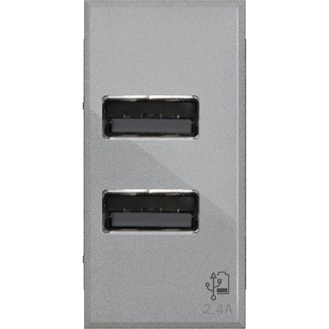 Modulo doppia presa USB 2.0 tipo A e USB 3.1 tipo C, 5Vdc 3A, serie U, tech, compatibile con serie BTicino Axolute - 4Box USB CA 20W 4B.HC.USB.30 (1/4)