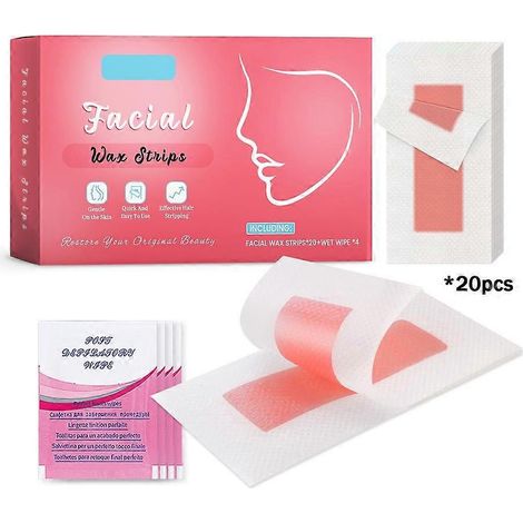 20 bandes de cire pour l'épilation du visage, épilation du visage pour femmes (1/5)