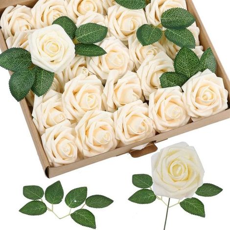 TuseRxln 25 künstliche Rosen, künstliche Blumen, künstliche Blumen für die Heimdekoration, künstliches Moos