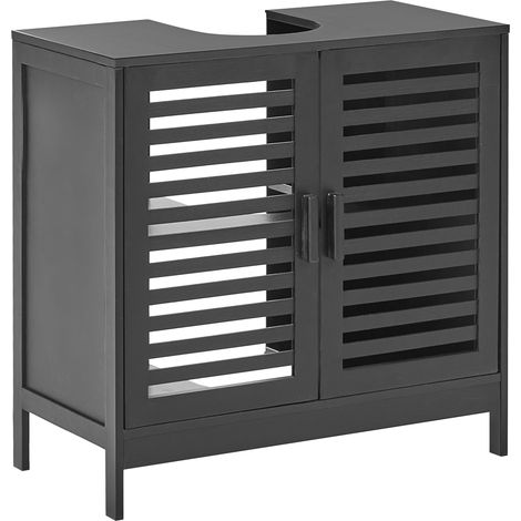 Armario baño minimalista lavabo almacenaje madera de bambú negro Missoula