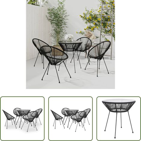 vidaXL Rotin PVC -  Ensemble à manger de jardin 5 pcs Noir (1/5)