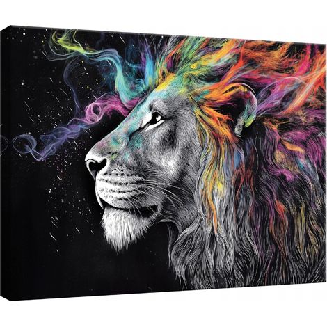 tableau pour chambre salon cuisine abstrait lion sur toile Murale 60x40 (1/3)