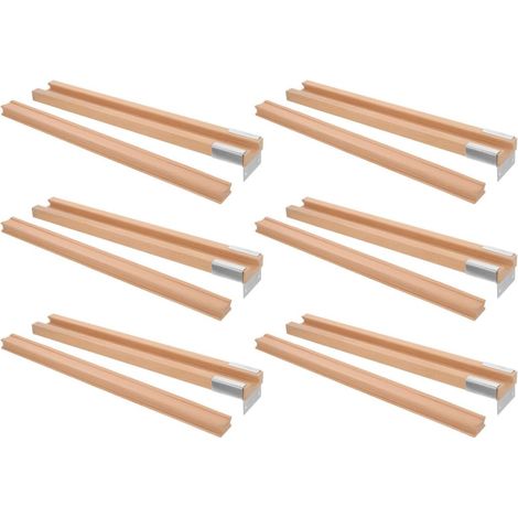 Lot de 6 glissières tiroir robustes en bois et fer kaki pour meubles (1/5)