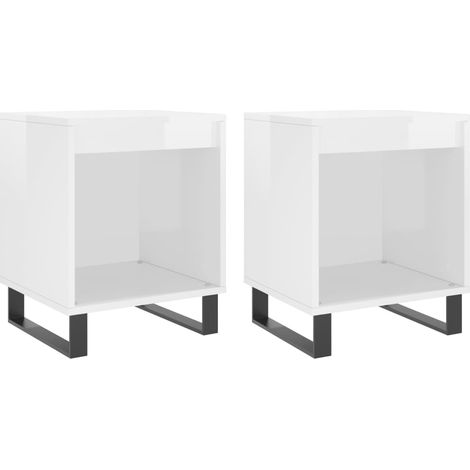 Maison Exclusive - Nachttische 2 Stk. Hochglanz-Weiß 40x35x50 cm