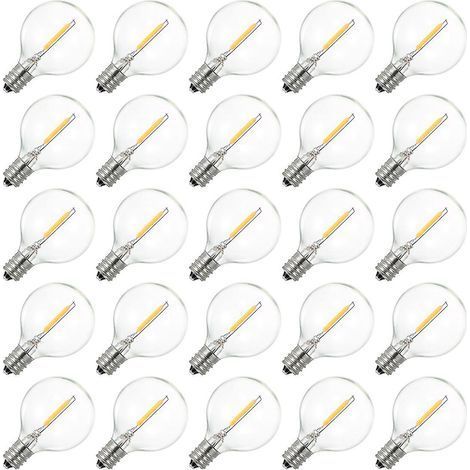 Packung mit 25 G40-LED-Glühbirnen, 230 V Wechselstrom, E12-Fassung, warmweiß, IP44 wasserdicht für den Außenbereich (1/5)