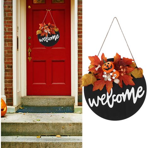 Halloween-Dekorationen, Türschilder, Osterdekorationen, Verandaschmuck, festliche und gruselige Atmosphäre, Außendekorationen, Ahornblätter, Totenköpfe (1/5)