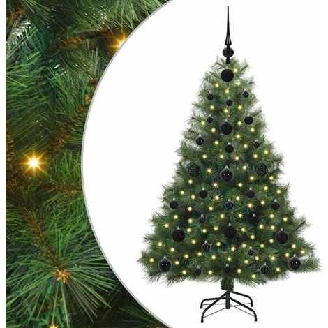 Sapin de Noël artificiel avec 150 lumières LED, vert, 120 cm, en PE et PVC. (1/5)
