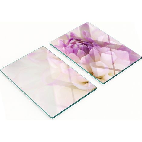 Pannelli decorativi multifunzionali in vetro temperato, colore bianco, con motivo dalia, 2x40x52 cm. (1/5)