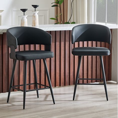 Chaise salle manger avec accoudoirs en PU noir OKMYHOME (1/5)