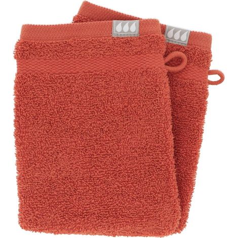 Set aus 2 waschhandschuhen 15x21 cm 100% baumwolle - terracotta - Tendance (1/2)