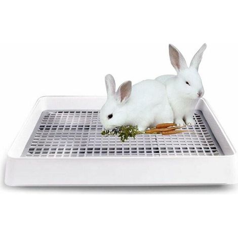 Cage à litière pour lapin grande taille avec grille, bac à litière XL pour chat en cage, plateau anti-odeurs pour rongeurs, accessoire spacieux pour animal domestique (1/5)