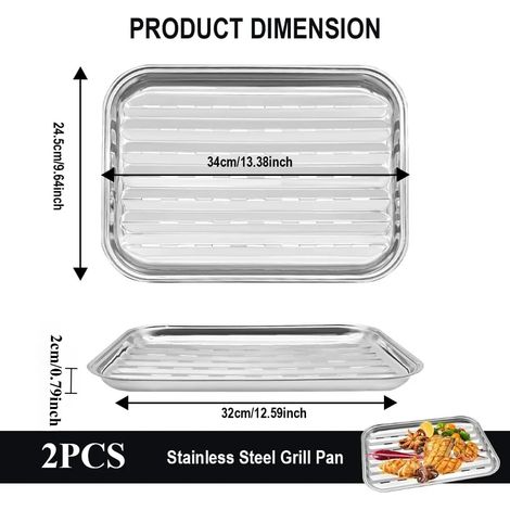 Ensemble de 2 poêles à barbecue en acier inoxydable avec trous de ventilation et revêtement antiadhésif, idéal pour les barbecues en extérieur. (1/5)