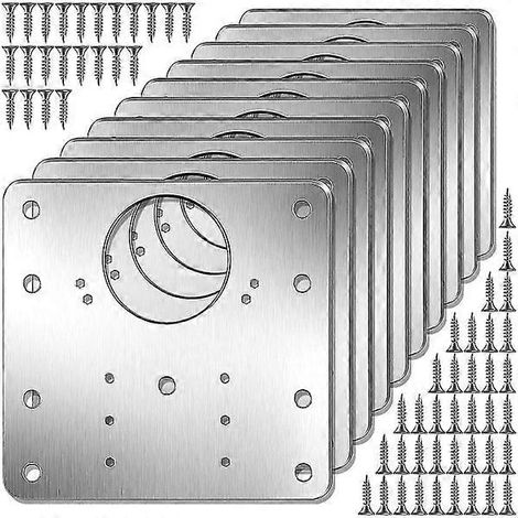 Kit de 10 plaques de réparation pour charnières de porte de placard de cuisine, avec fixation plate et trou.
