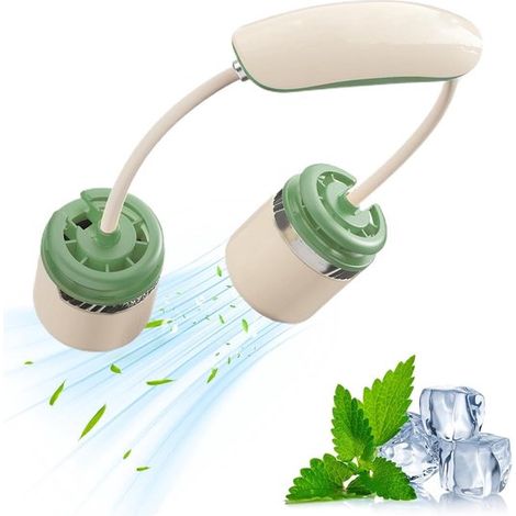 Ventilador de cuello con doble cabezal，portátil y ajustable. Ventilador personal para el cuello，actividades al aire libre (1/5)