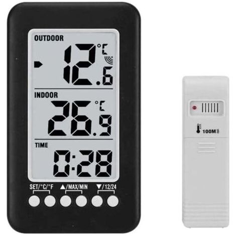 Drahtloses Thermometer für Innen- und Außenbereich, digitale Wetterstation mit Fernbedienung für Haushaltskühlschränke und Eislager. (1/4)
