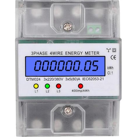 220V / 380V Compteur d'énergie DTM024 Wattmètre Compteur numérique électrique triphasé 4P KWh avec LCD 20-80A (1/5)