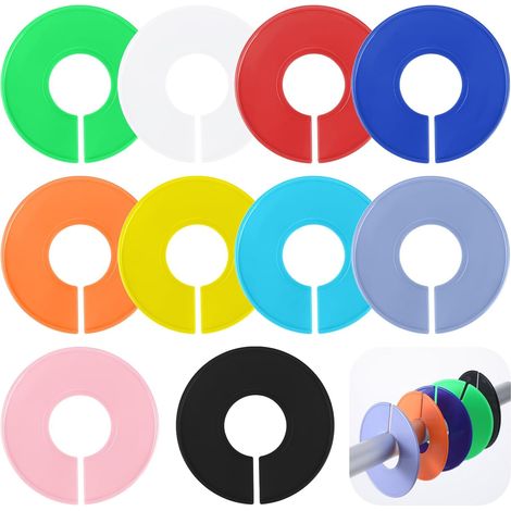 Lot de 10 séparateurs de placard pour vêtements suspendus, colorés, étagères en plastique, repères ronds pour armoire, organiseurs réutilisables pour ranger vos habits. (1/5)