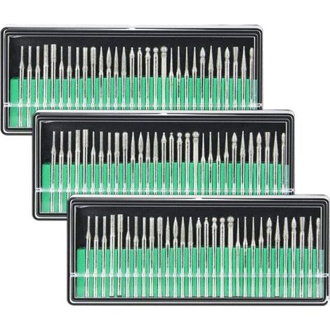 90 Stück Diamantfräser, 3 mm Schaft, Körnung 120, Schleifscheibe, Bohrer, Diamantgravur, Schnitzen, Formen, Bohren, Feilen, Polieren, Entgraten für Glas, Stein, Holz, Keramik, Fräsmaschinen und Schlei (1/4)