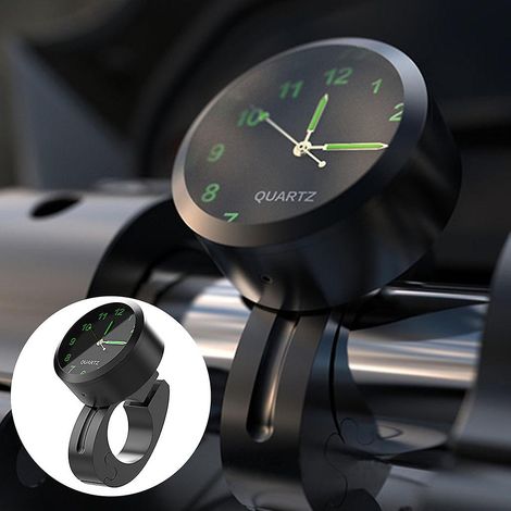Horloge étanche lumineuse pour guidon de moto/vélo, support noir (1/5)