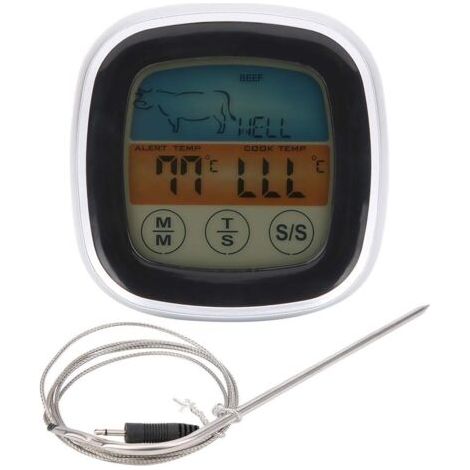 Thermomètre de barbecue, thermomètre à viande, affichage numérique, écran tactile, minuterie de cuisine, fourchette pour (1/5)