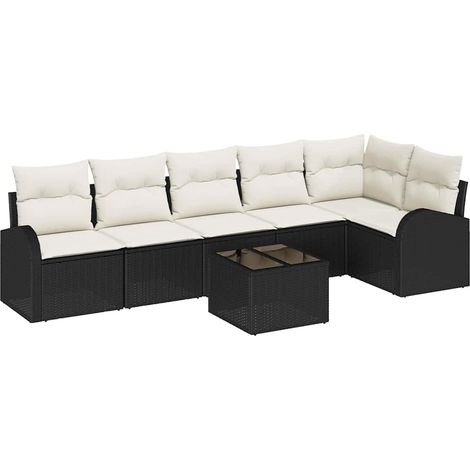 Maison Exclusive - Set Divano da Giardino 7 pcs Nero e Bianco polyrattan