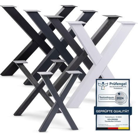 HOLZBRINK 1x Pied de Table X en Profilés d'Acier 60x60 mm, Dimensions 40x43 cm, Blanc Signalisation, HLT-03-F-BB-9016