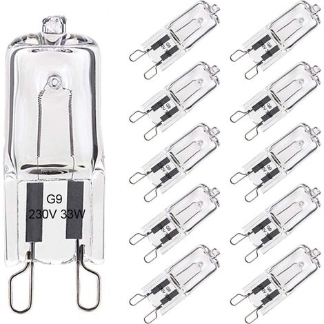Lot de 10 Ampoule G9 33W Blanc Chaud, Halogène G9 Pour Four Tolérance de 300°C, G9 Ampoules Capsule Filament 420LM 230V (1/5)