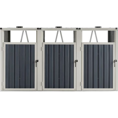 Tapa de basura de 3 plazas con puertas con tirador 121 x 219 x 82 cm gris antracita 030006695