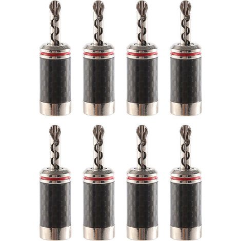 Lot de 8 fiches bananes HiFi DIY en fibre de carbone, plaquées cuivre et rhodium, connecteurs audio électroniques. (1/5)
