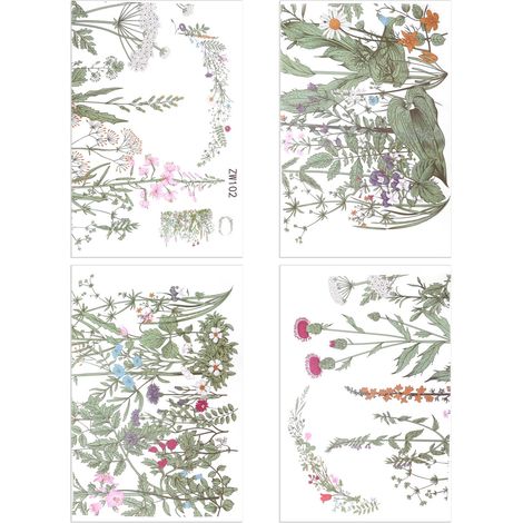 Autocollant mural adhésif motif fleurs plantes, papier peint DIY pour décoration fond salon. (1/5)